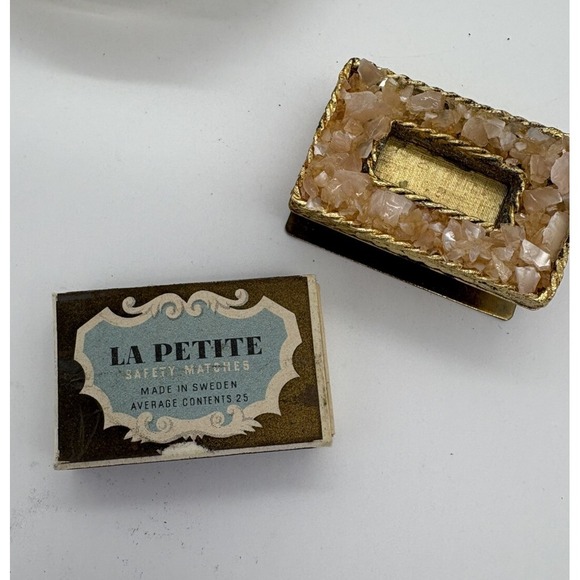 Vintage Matchbox Holder  And Ashtray with La Petite Safety Matches Sweden - Picture 5 of 8